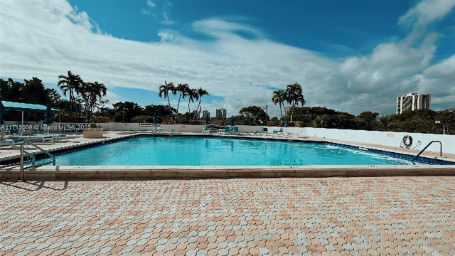 view of swimming pool with a patio