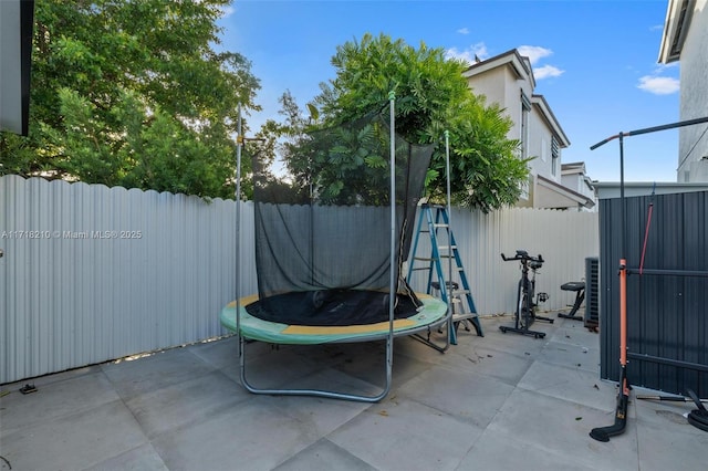 view of patio / terrace with a trampoline