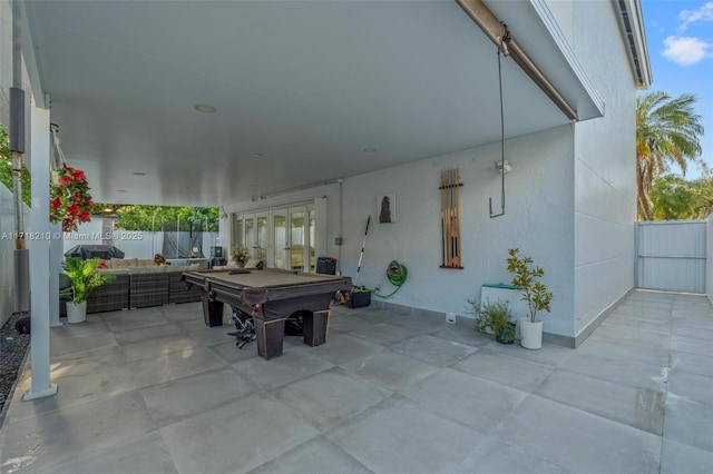 view of patio / terrace featuring outdoor lounge area and french doors