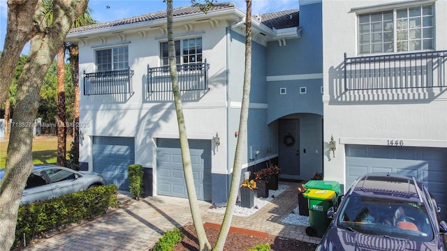 exterior space with a garage