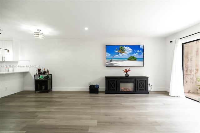 unfurnished living room featuring wood-type flooring