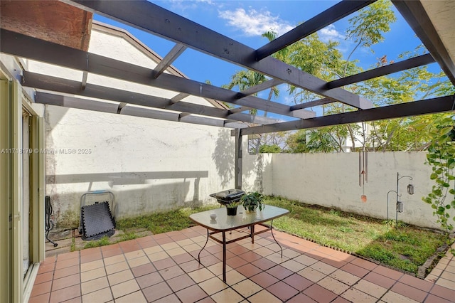 view of patio featuring a pergola