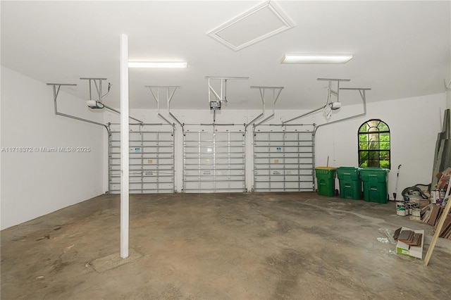 garage with a garage door opener