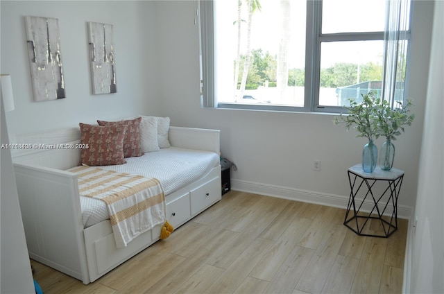 living area featuring light hardwood / wood-style flooring