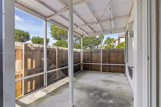 view of unfurnished sunroom