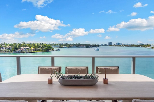 balcony with a water view