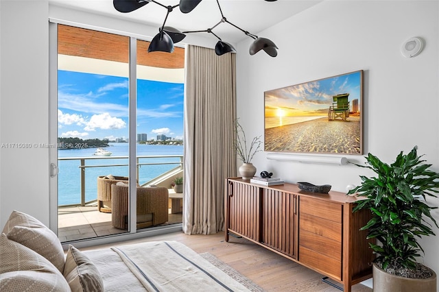 bedroom with light hardwood / wood-style floors