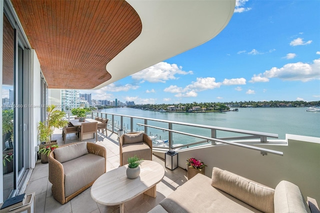 balcony with a water view