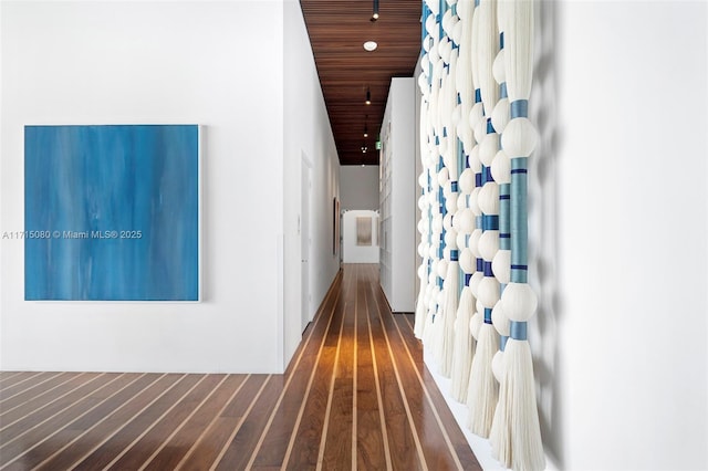 corridor featuring wood ceiling