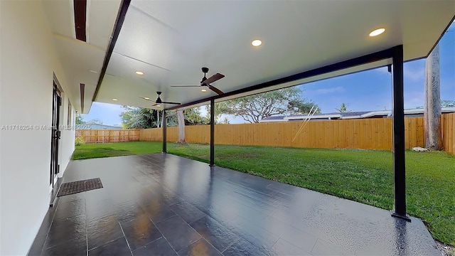 view of patio with ceiling fan