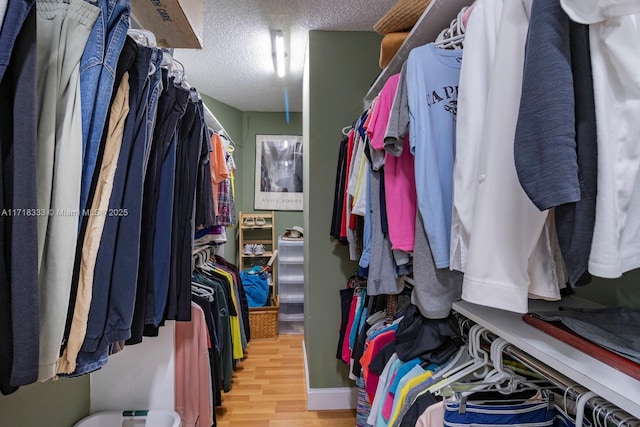 spacious closet featuring hardwood / wood-style flooring