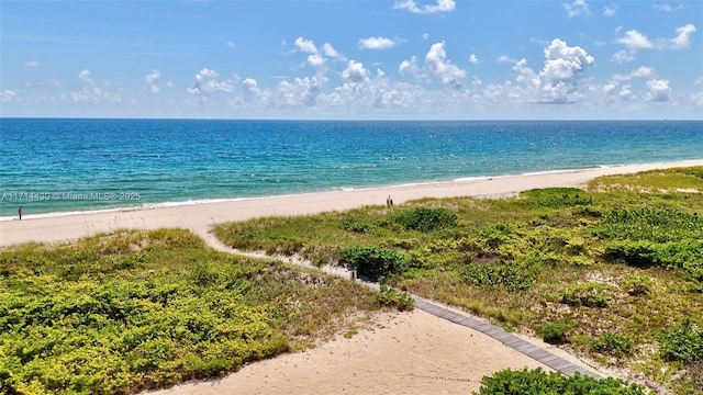 property view of water featuring a view of the beach