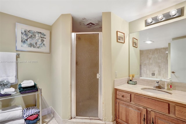 1800 S Ocean Blvd Unit 210, Lauderdale By The Sea, FL 33062 - bathroom featuring vanity and a shower with door