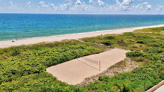 view of water feature with a view of the beach