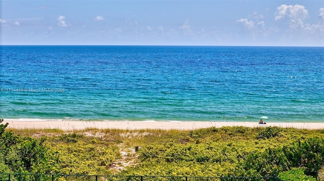 view of water feature with a view of the beach