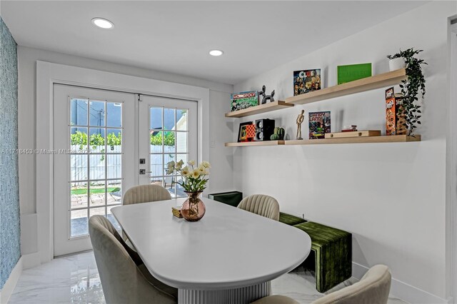 dining room featuring french doors