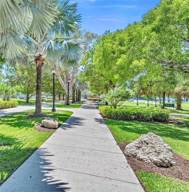 view of community featuring a yard