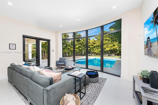 living room with french doors