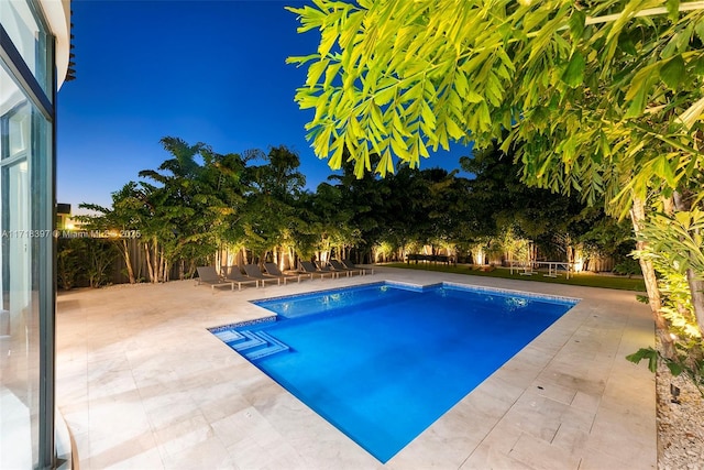 view of swimming pool featuring a patio area