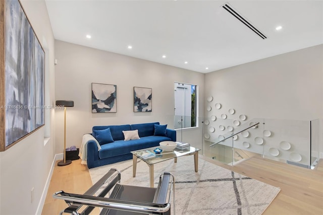 living room featuring light hardwood / wood-style floors