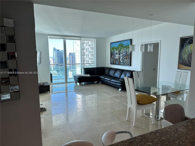 950 Brickell Bay Dr Unit 3505, Miami, FL 33131 - living room with floor to ceiling windows, a view of city, and marble finish floor
