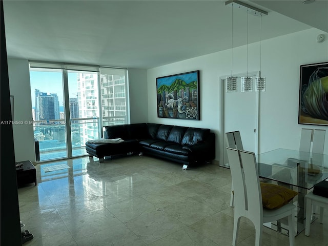 950 Brickell Bay Dr Unit 3505, Miami, FL 33131 - living area featuring a view of city and a wall of windows