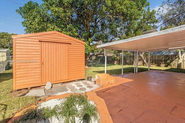 view of outdoor structure featuring a lawn