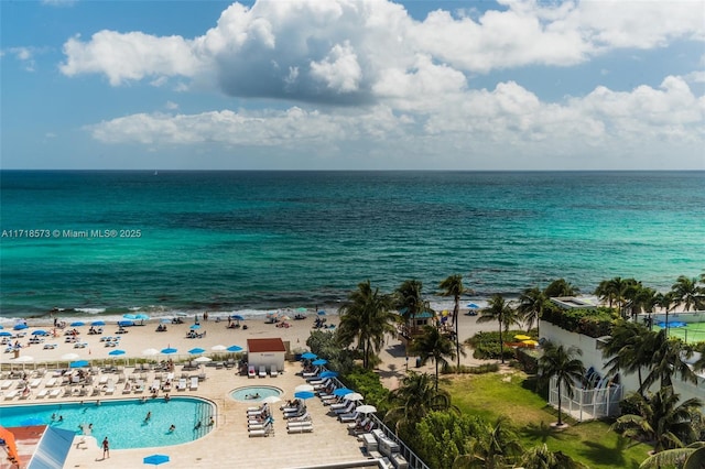 property view of water featuring a view of the beach