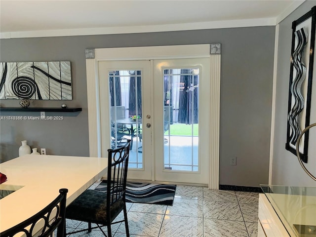 dining area featuring french doors