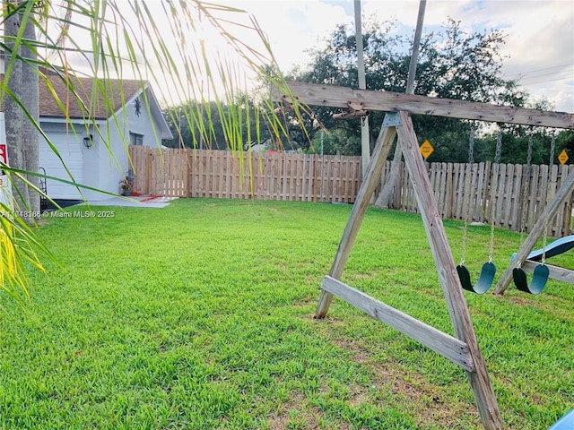 view of yard featuring a playground