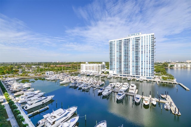 water view with a boat dock