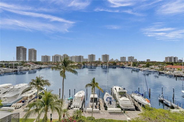 view of dock featuring a water view