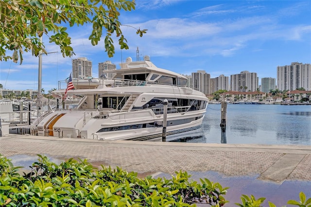 dock area featuring a water view