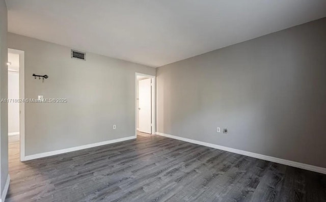 empty room with dark wood-type flooring