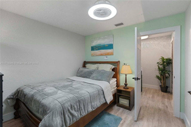 bedroom featuring light wood-type flooring