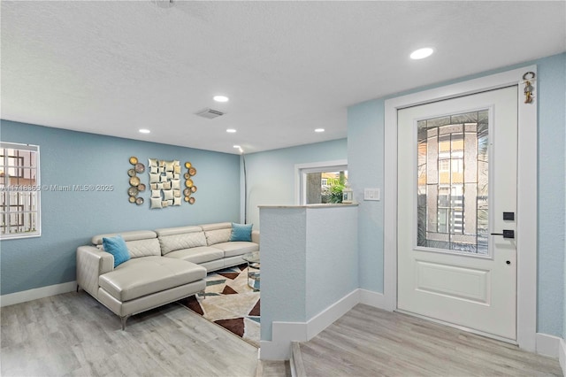 living room featuring light hardwood / wood-style floors