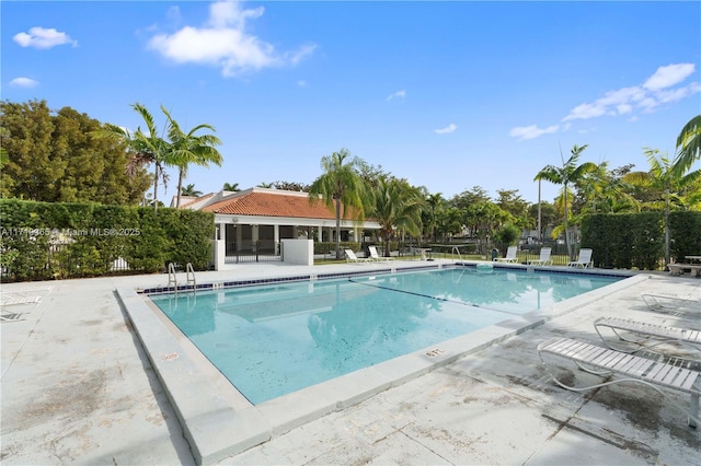 view of pool featuring a patio