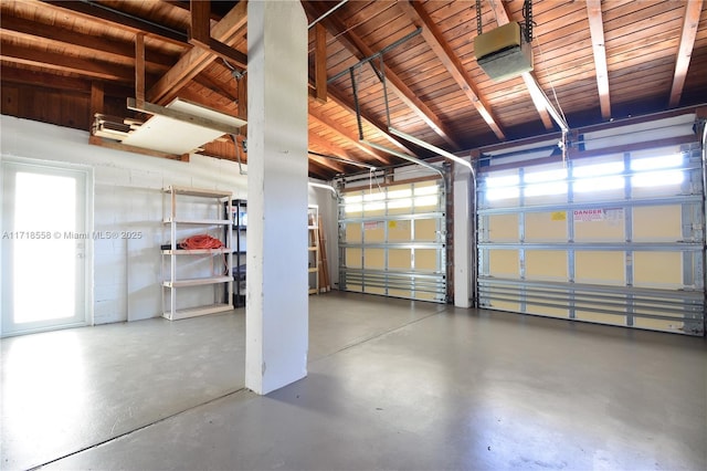 garage with a garage door opener