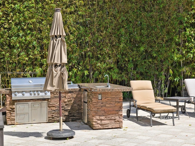 view of patio / terrace with grilling area and an outdoor kitchen