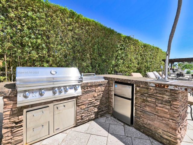 view of patio featuring area for grilling and exterior kitchen