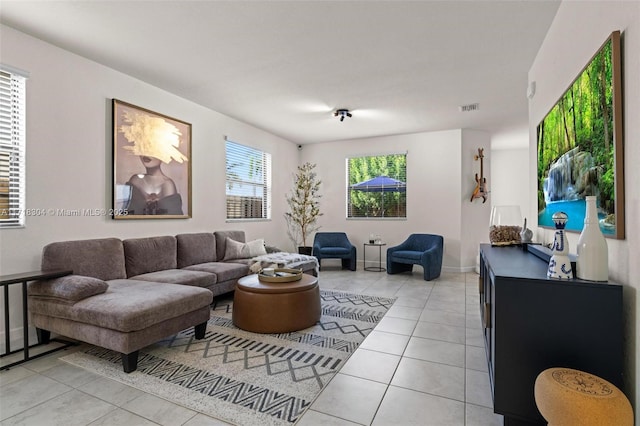 view of tiled living room