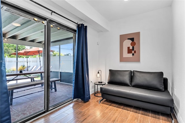 living room featuring light hardwood / wood-style floors