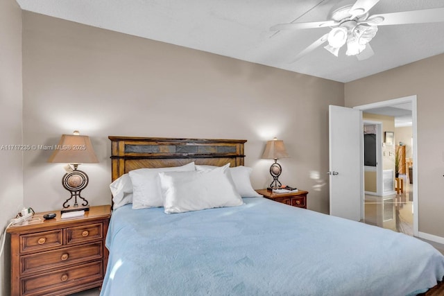 bedroom featuring ceiling fan