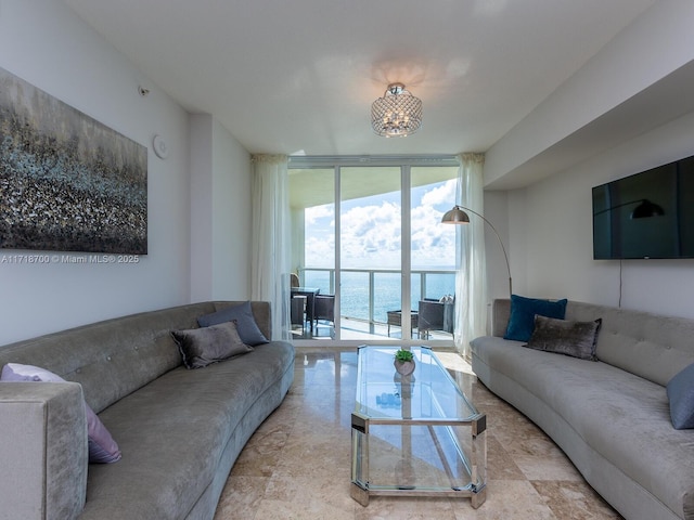 living room featuring expansive windows