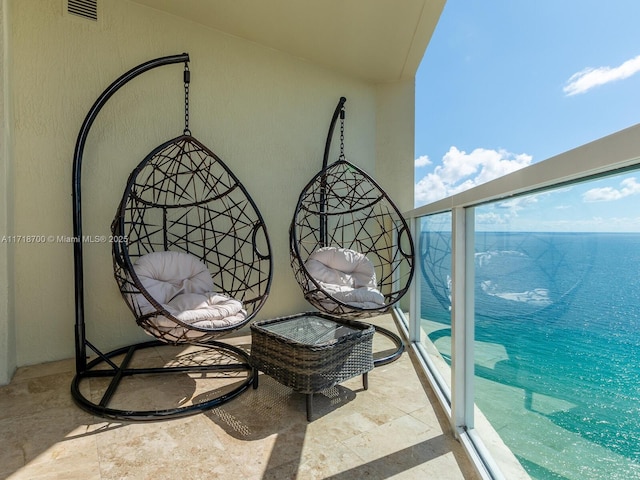 balcony with a water view