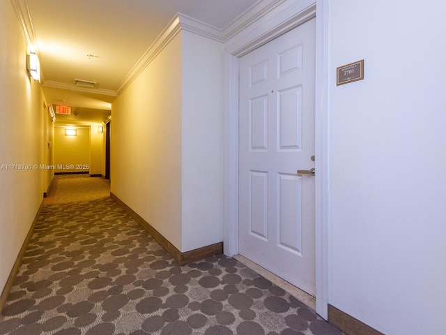 hallway with crown molding