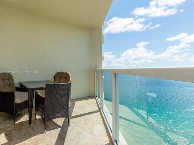 balcony with a water view