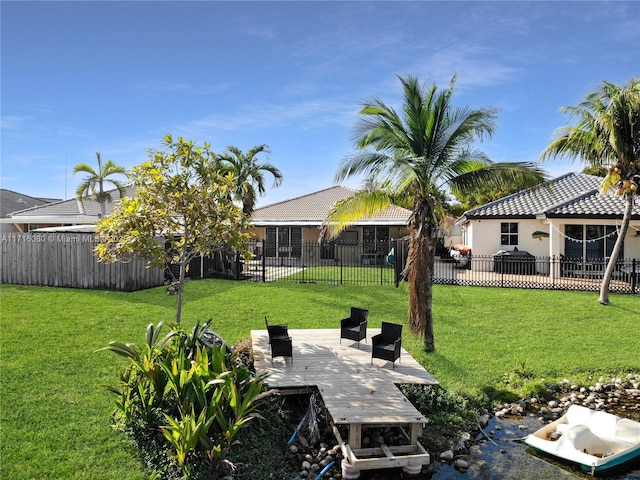 view of yard featuring a deck