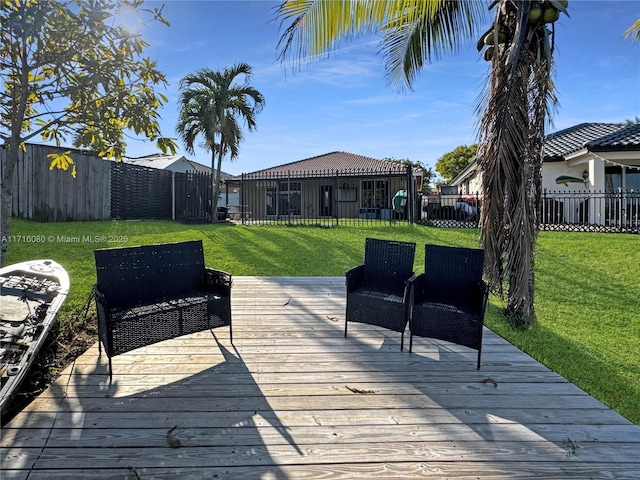 deck featuring a yard