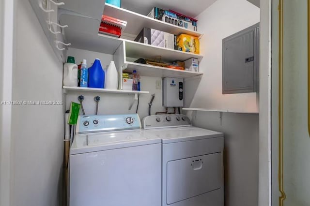 laundry area featuring separate washer and dryer and electric panel